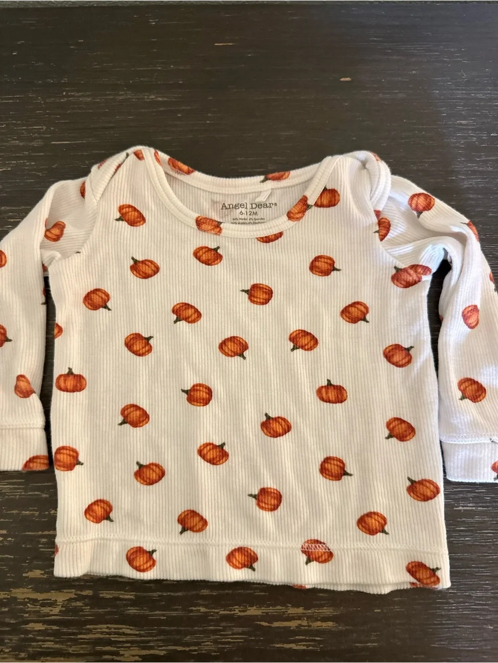 Angel Dear Cream Orange Pumpkin Print Baby Pajama Set Fall Size 6-12 M